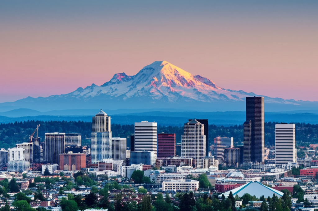Tacoma Skyline with Mount Rainier in the background
